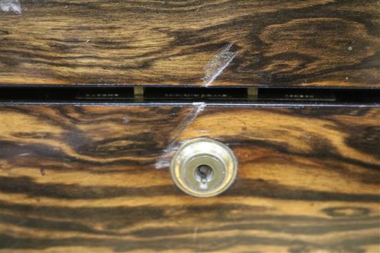 A Victorian ivory inset coromandel wood tea caddy W.32cm.